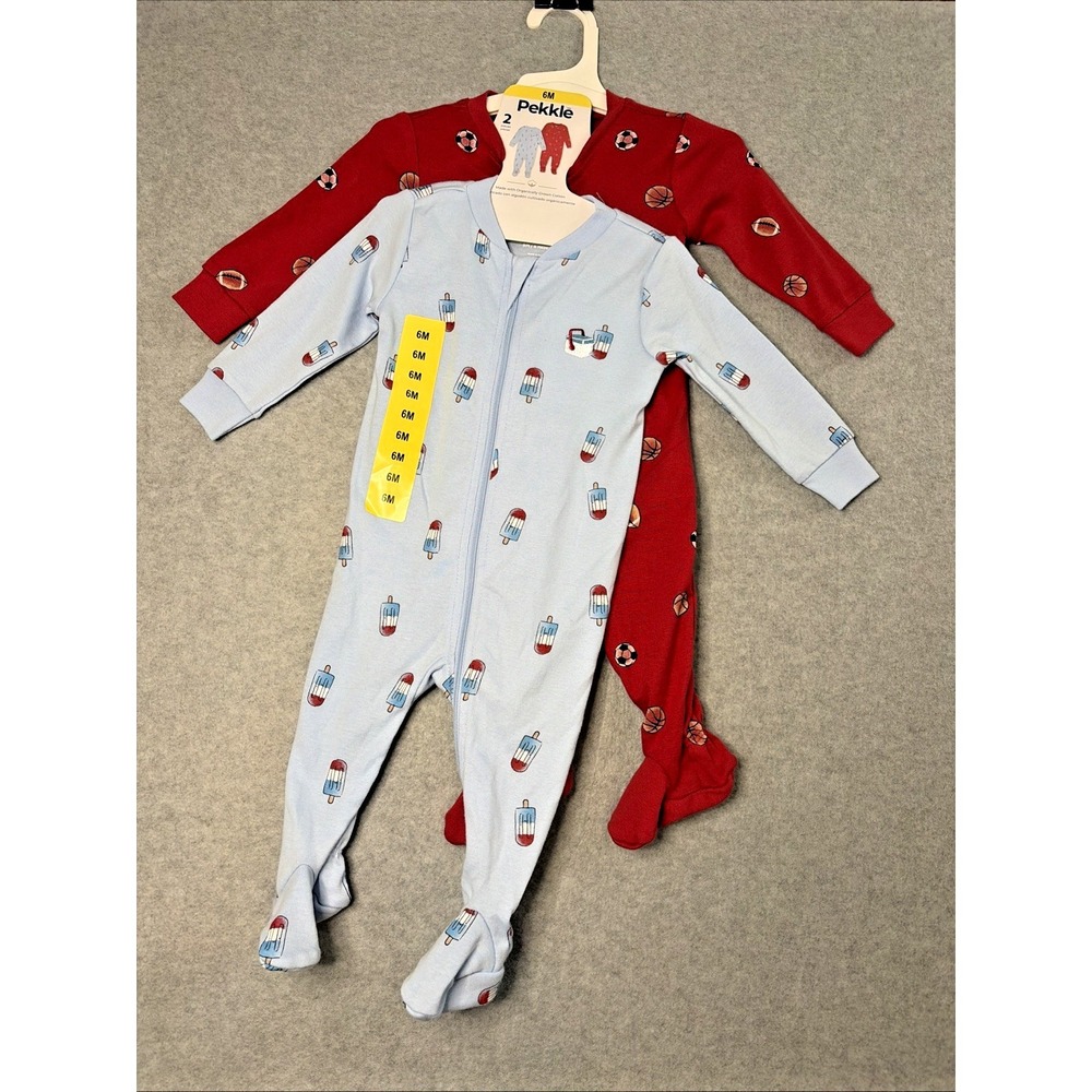 Pekkle 2-pack Sleepers - Popsicles & Sports Balls - 6M - NWT